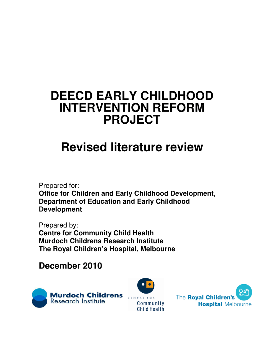 Pdf Deecd Early Childhood Intervention Reform Project Revised