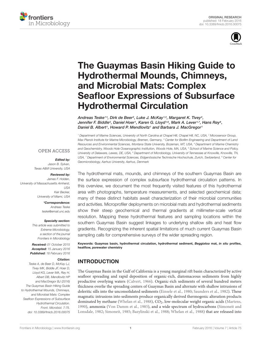 Pdf The Guaymas Basin Hiking Guide To Hydrothermal Mounds Chimneys And Microbial Mats Complex Seafloor Expressions Of Subsurface Hydrothermal Circulation