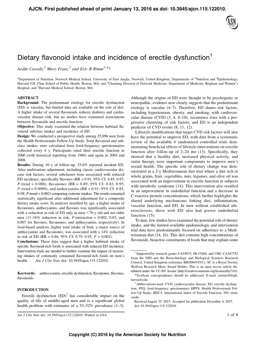 PDF Dietary flavonoid intake and incidence of erectile dysfunction