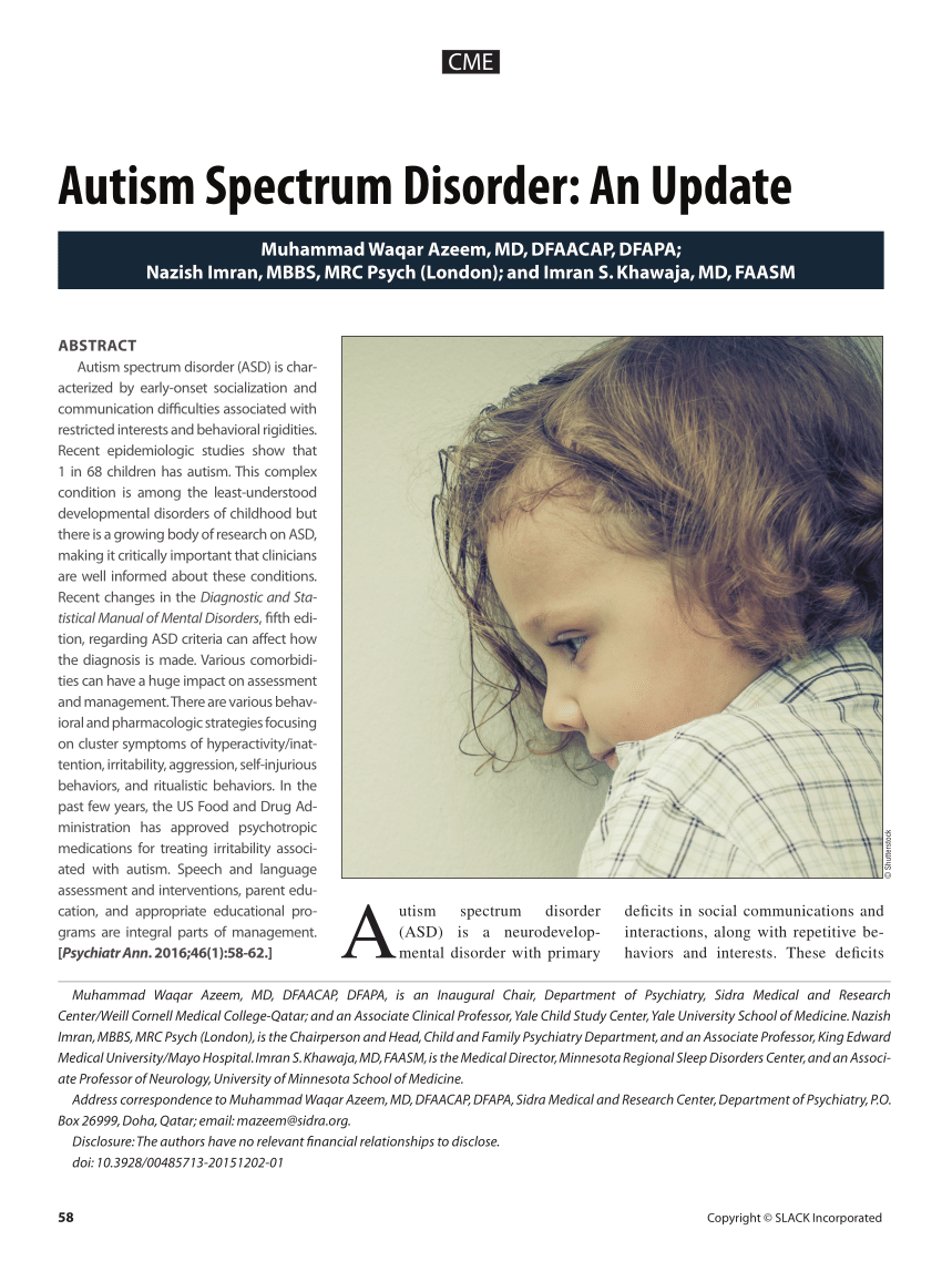 recent research in autism spectrum disorders
