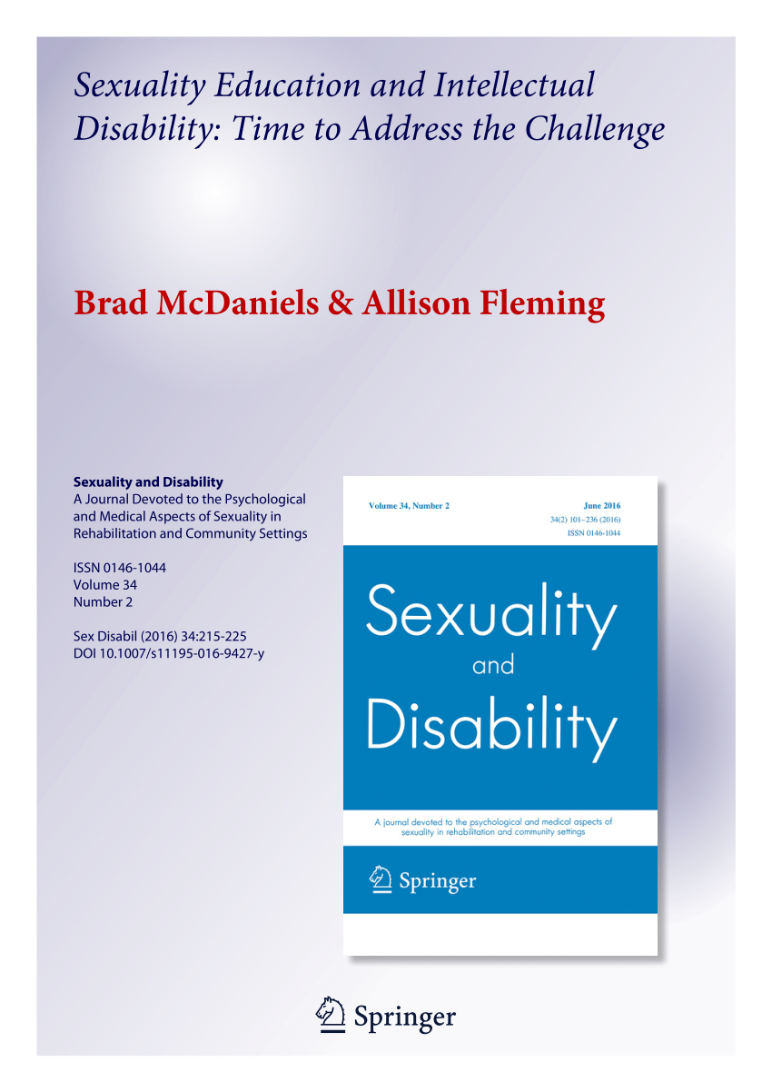 Pdf Sexuality Education And Intellectual Disability Time To Address The Challenge 4231