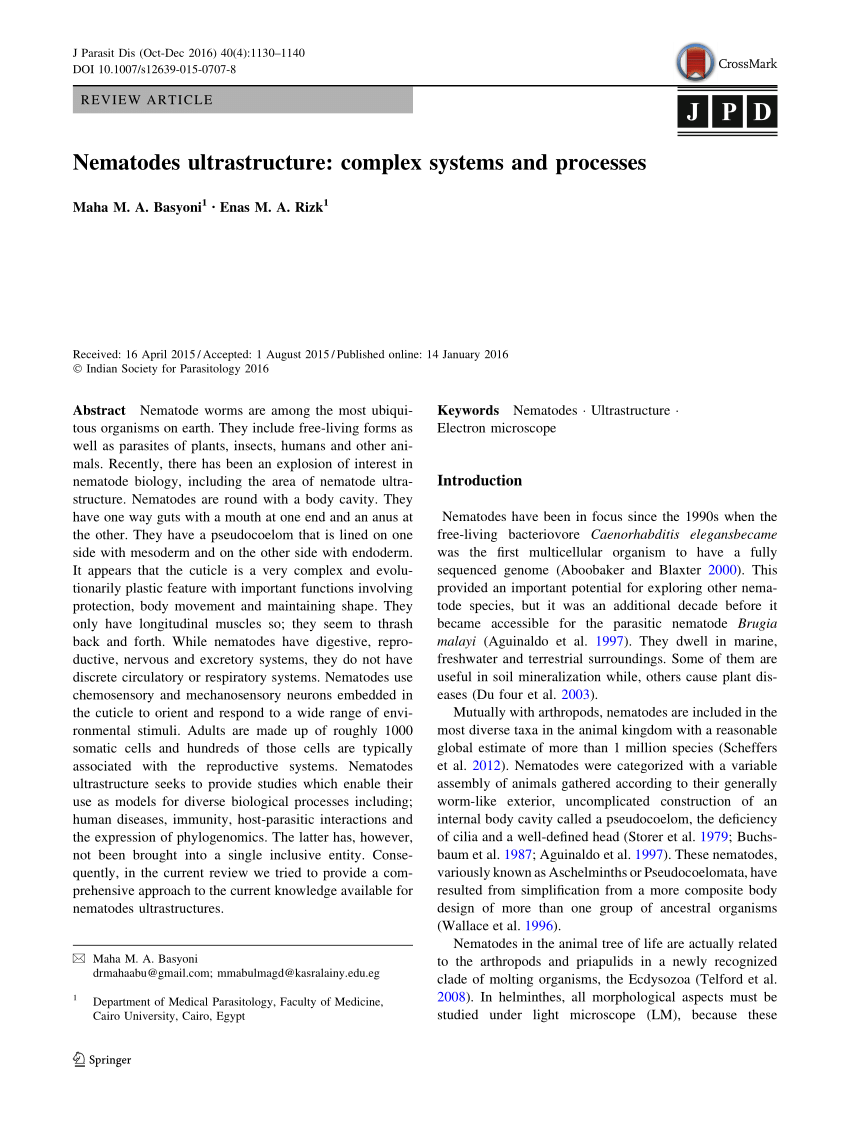 Nematodes in medical research