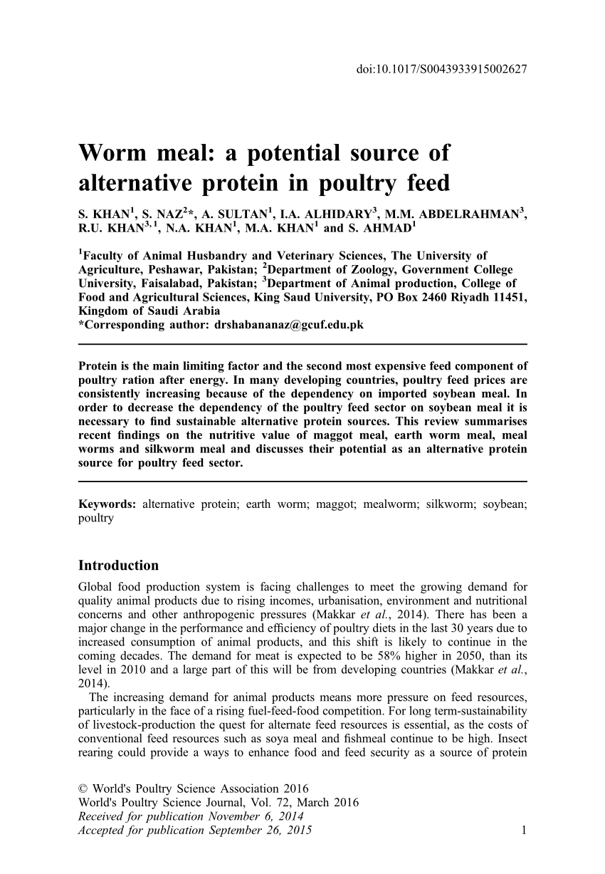 Frontiers  Insects as an alternative protein source for poultry