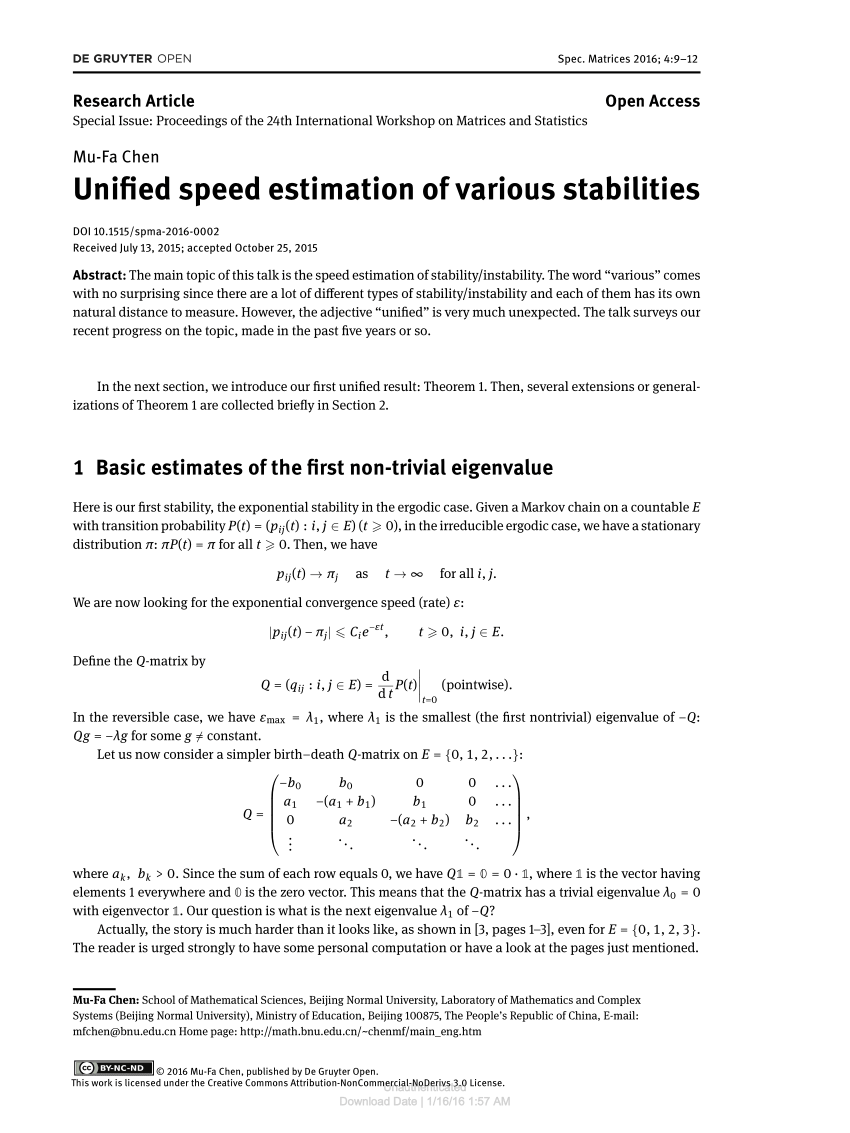 Pdf Unified Speed Estimation Of Various Stabilities