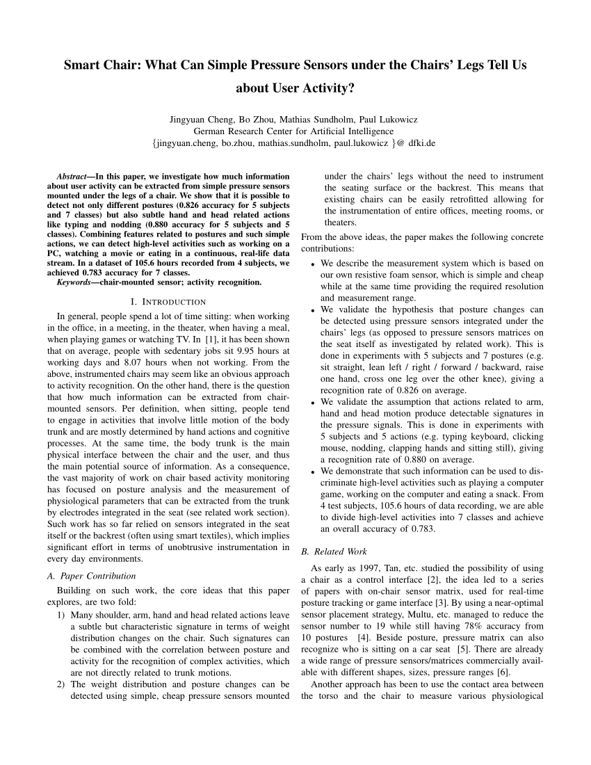 Pdf Smart Chair What Can Simple Pressure Sensors Under The