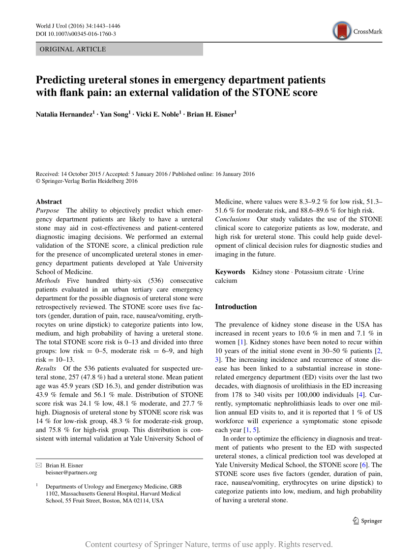 Evaluation of the patients with flank pain in the emergency department by  modified STONE score - ScienceDirect