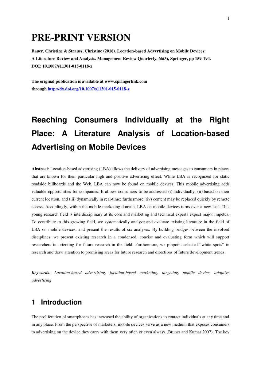 literature review on mobile advertising