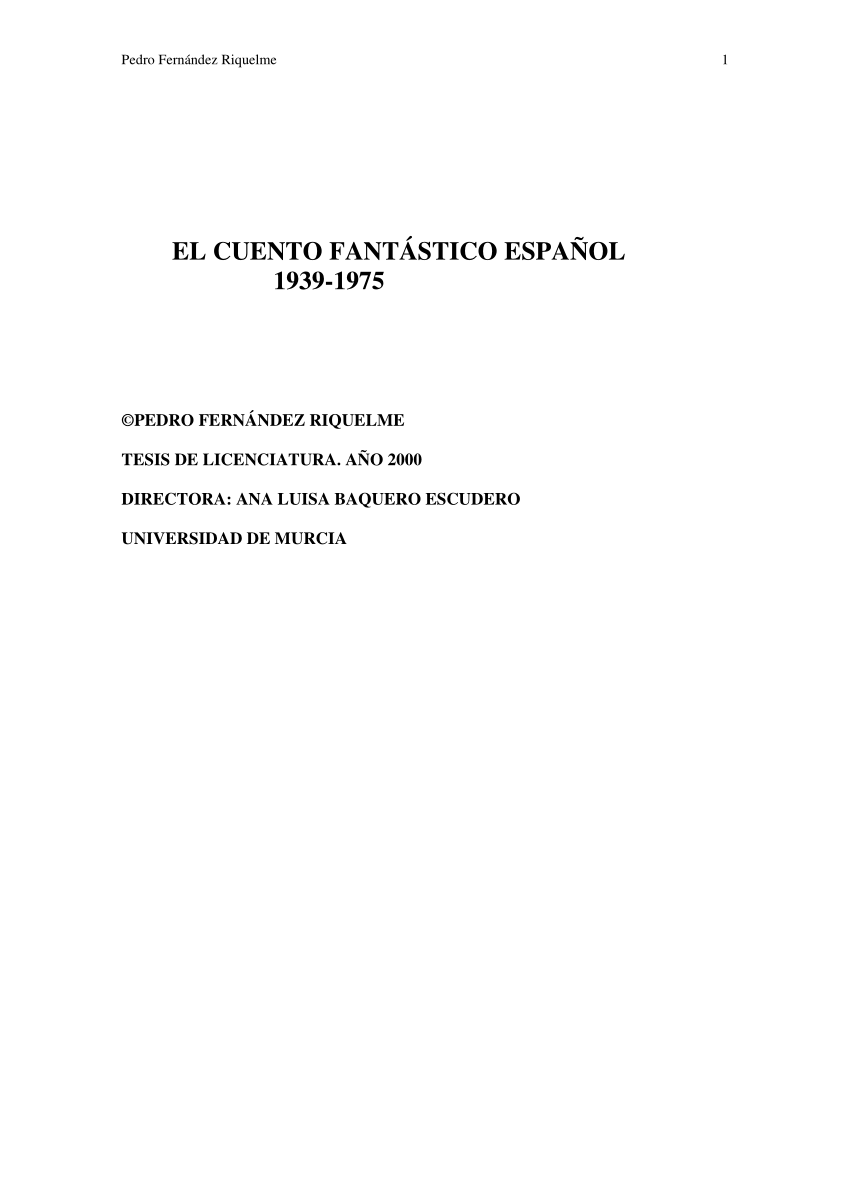 PDF) EL CUENTO FANTÁSTICO ESPAÑOL 1939-1975