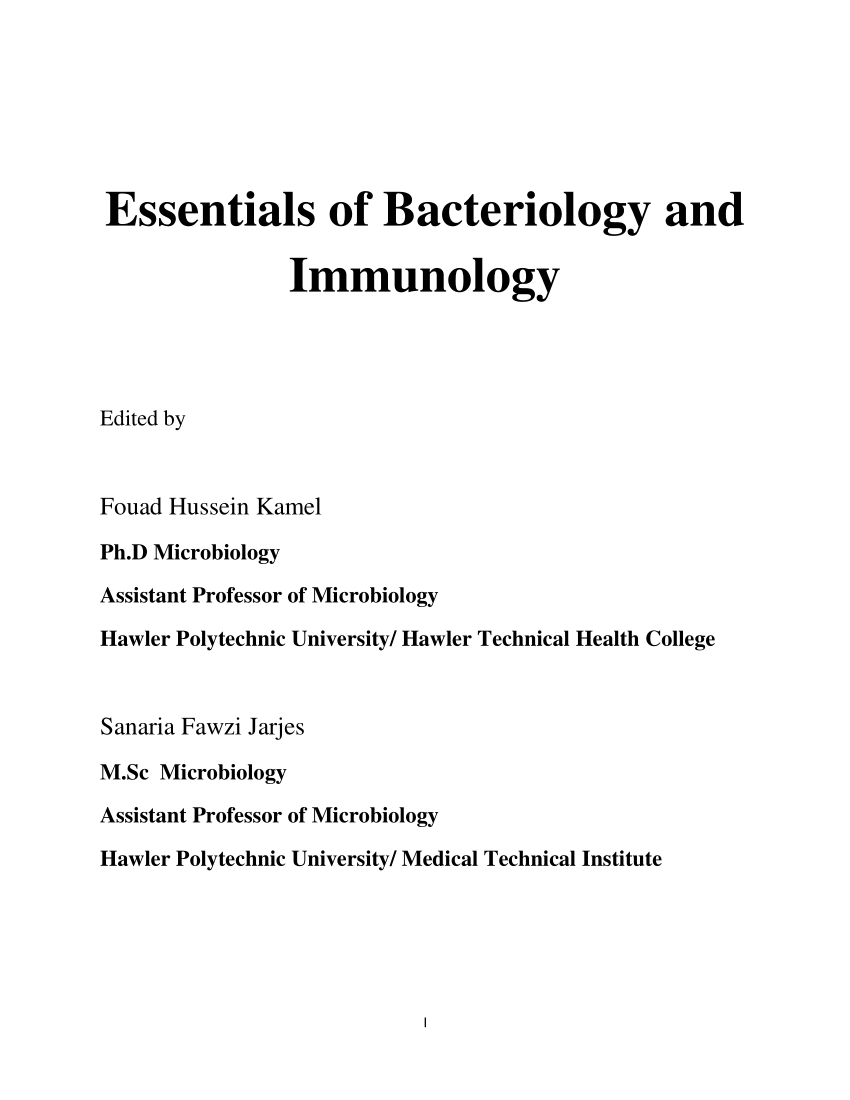 (PDF) Essentials of Bacteriology and Immunology