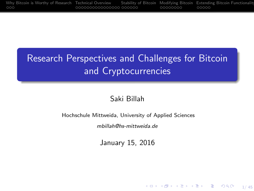 research perspectives and challenges for bitcoin and cryptocurrencies