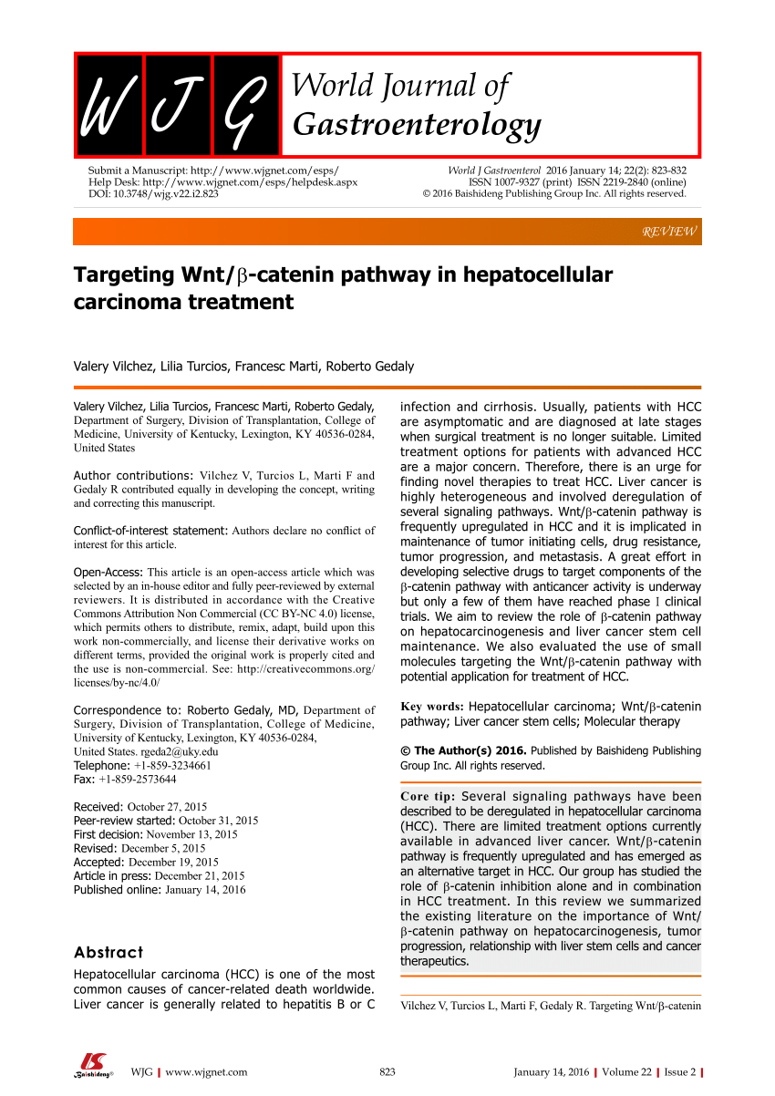 Pdf Targeting Wnt B Catenin Pathway In Hepatocellular Carcinoma