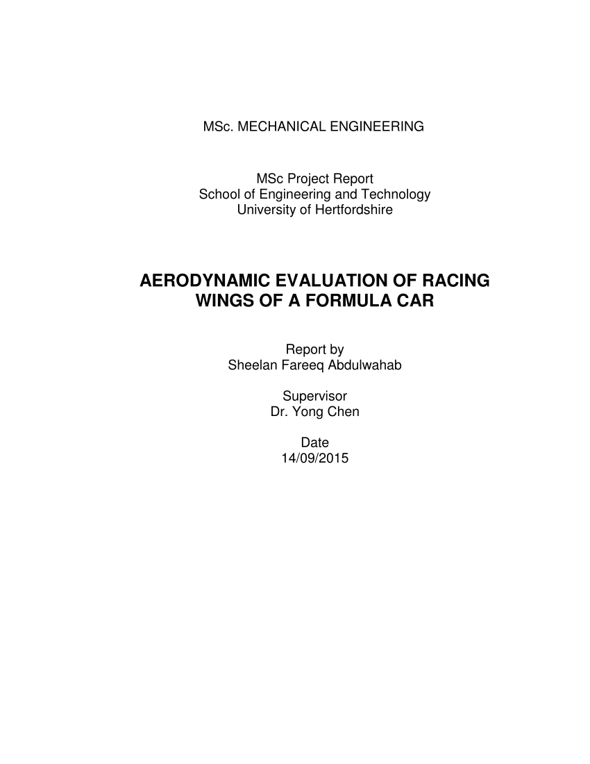 Pdf Aerodynamic Evaluation Of Racing Wings Of A Formula Car