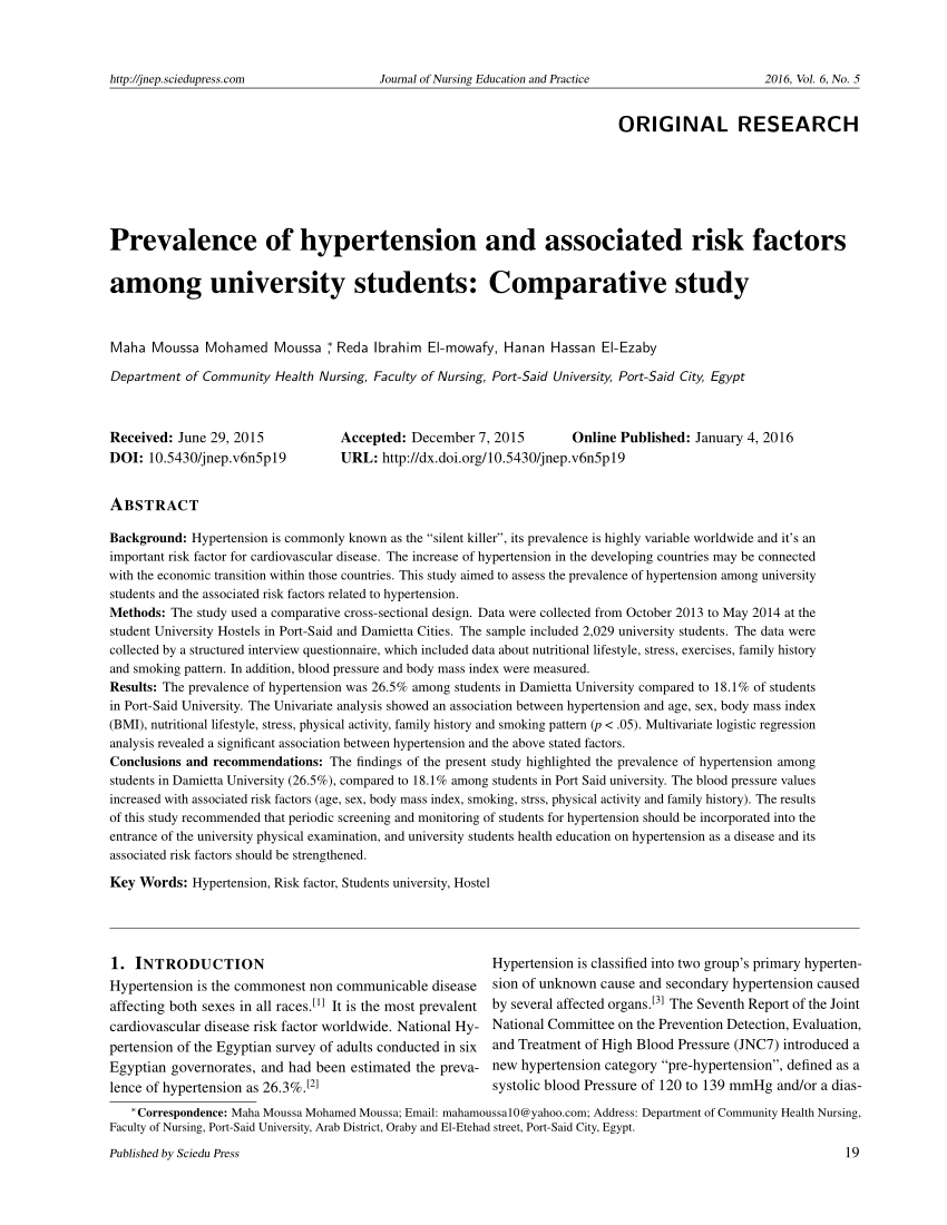 sample of research paper about hypertension