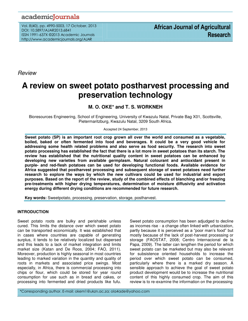literature review on sweet potato pdf