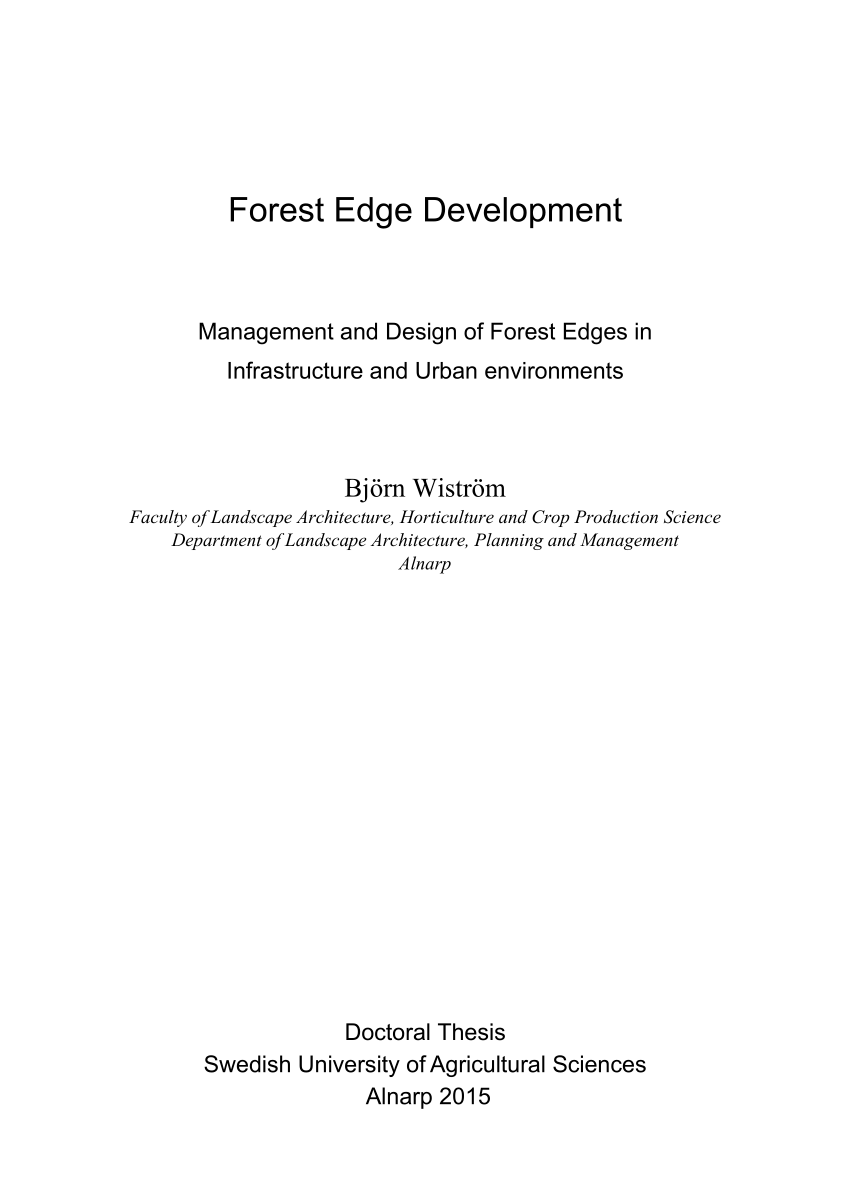 PDF) Forest Edge Development - Management and Design of Forest ...