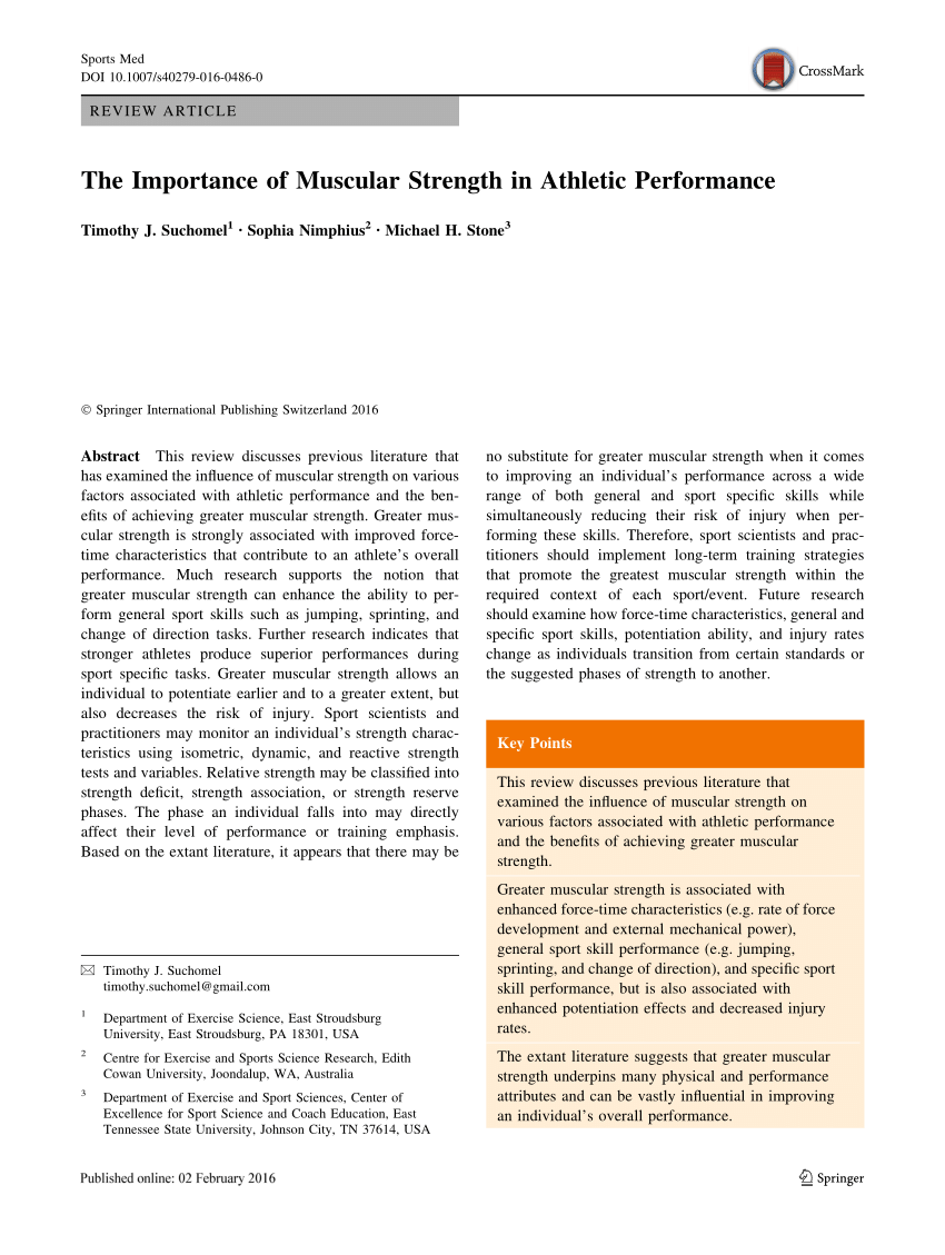 PDF) The Importance of Muscular Strength in Athletic Performance