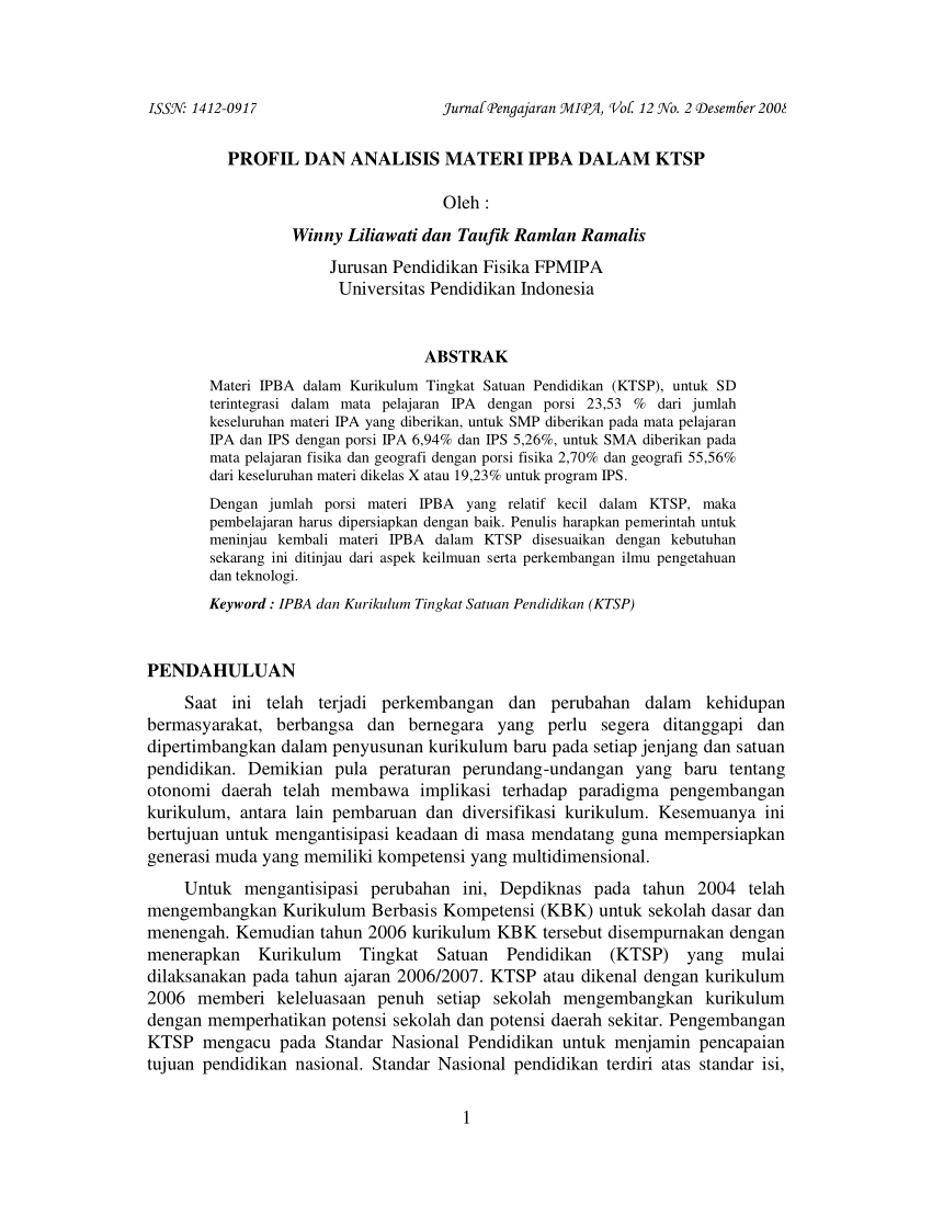 PDF PROFIL DAN ANALISIS MATERI IPBA DALAM KTSP