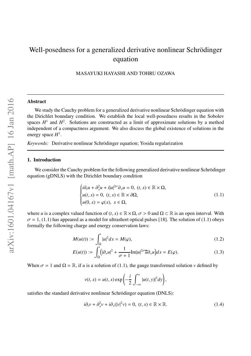 li jibin derivative nonlinear schrodinger equation