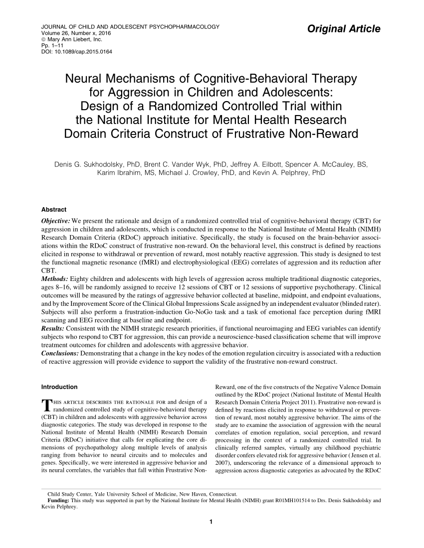 PDF) Neural Mechanisms of Cognitive-Behavioral Therapy for