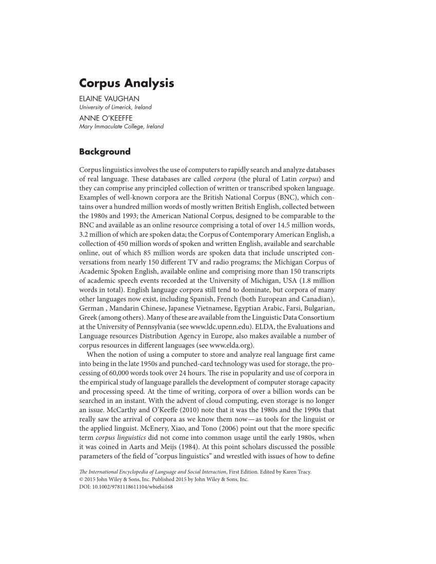 corpus analysis in research articles