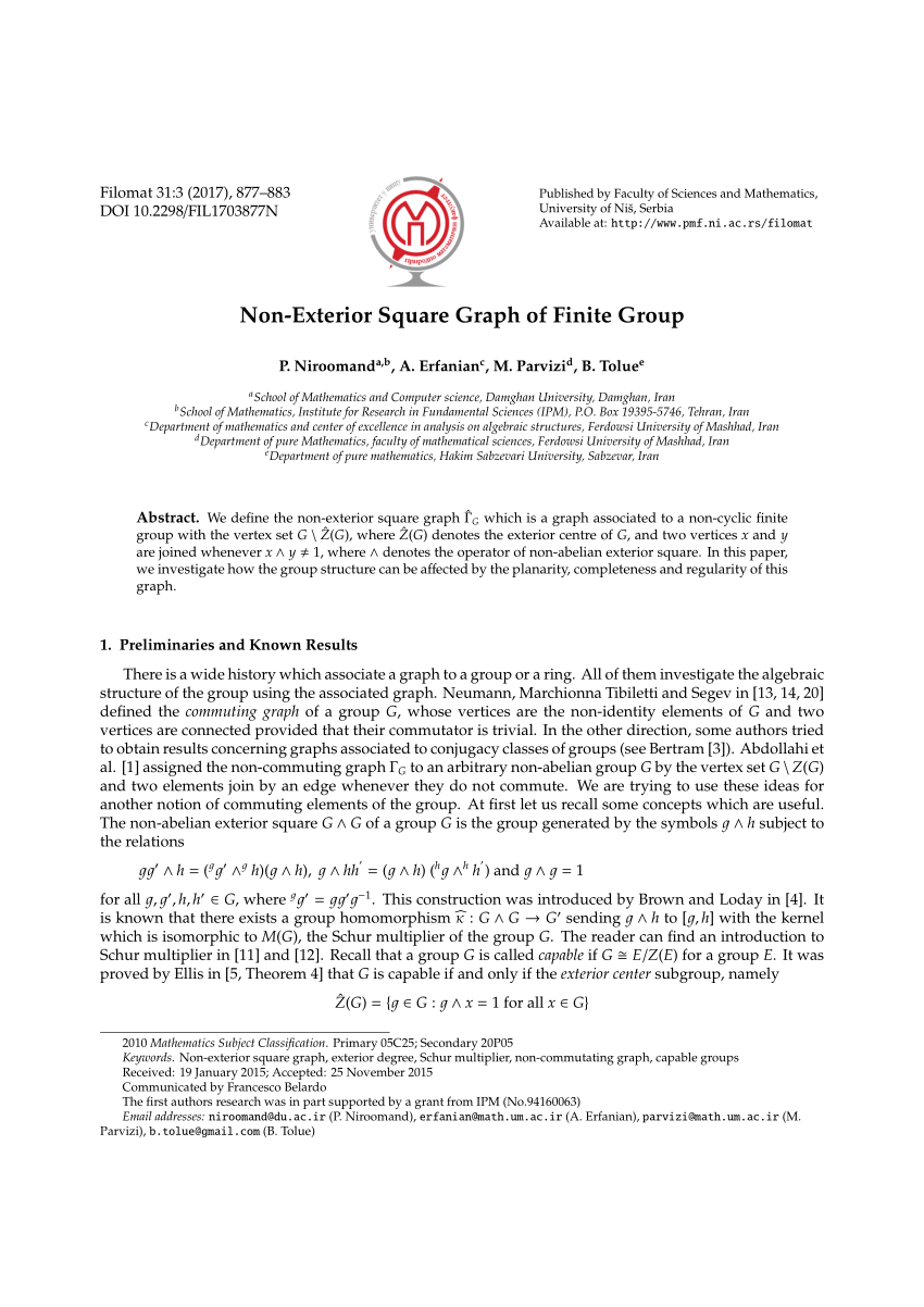 Pdf Non Exterior Square Graph Of Finite Group