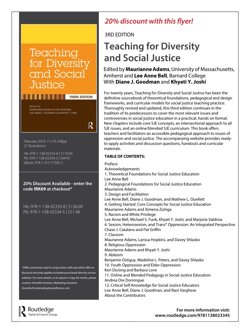 (PDF) Teaching for Diversity and Social Justice, 3rd edition