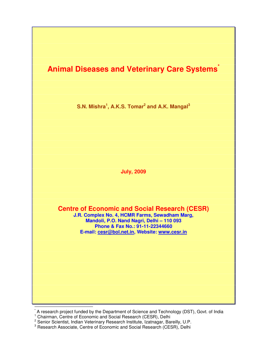 PDF) Animal Diseases and Veterinary Care Systems