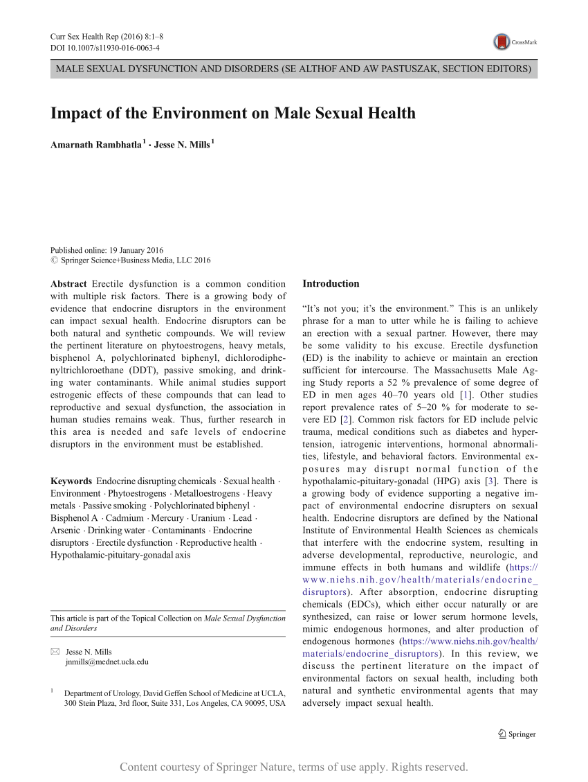 Impact of the Environment on Male Sexual Health Request PDF