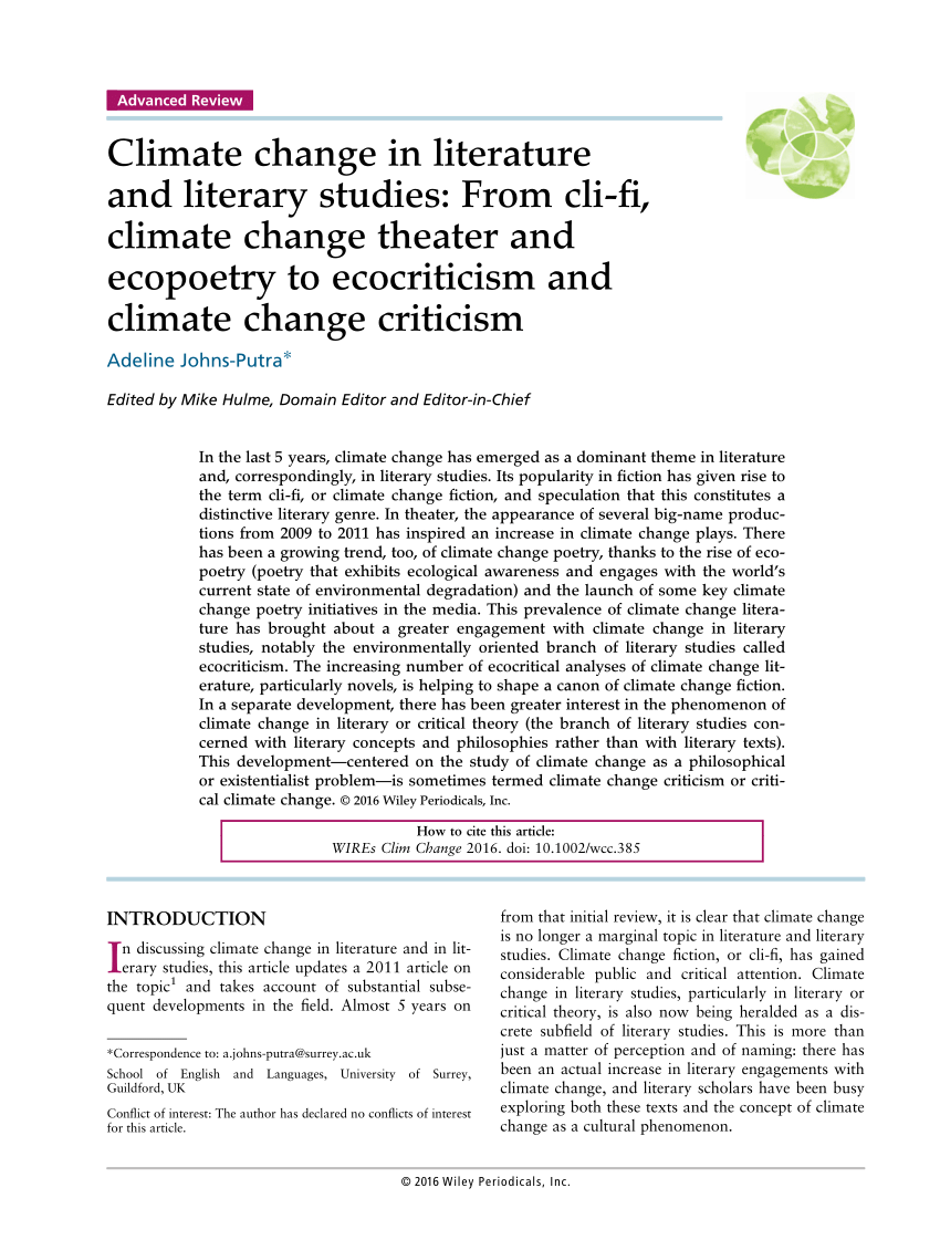literature review about climate change