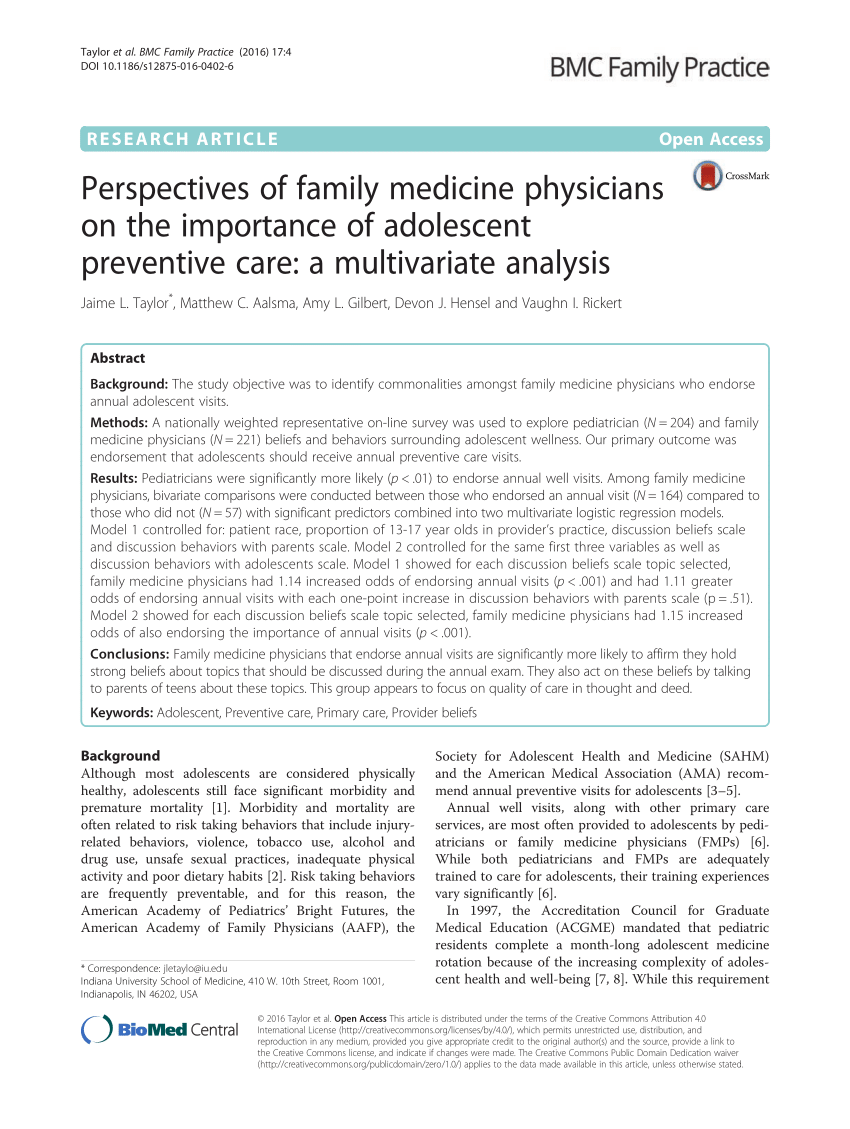 research topics in family medicine