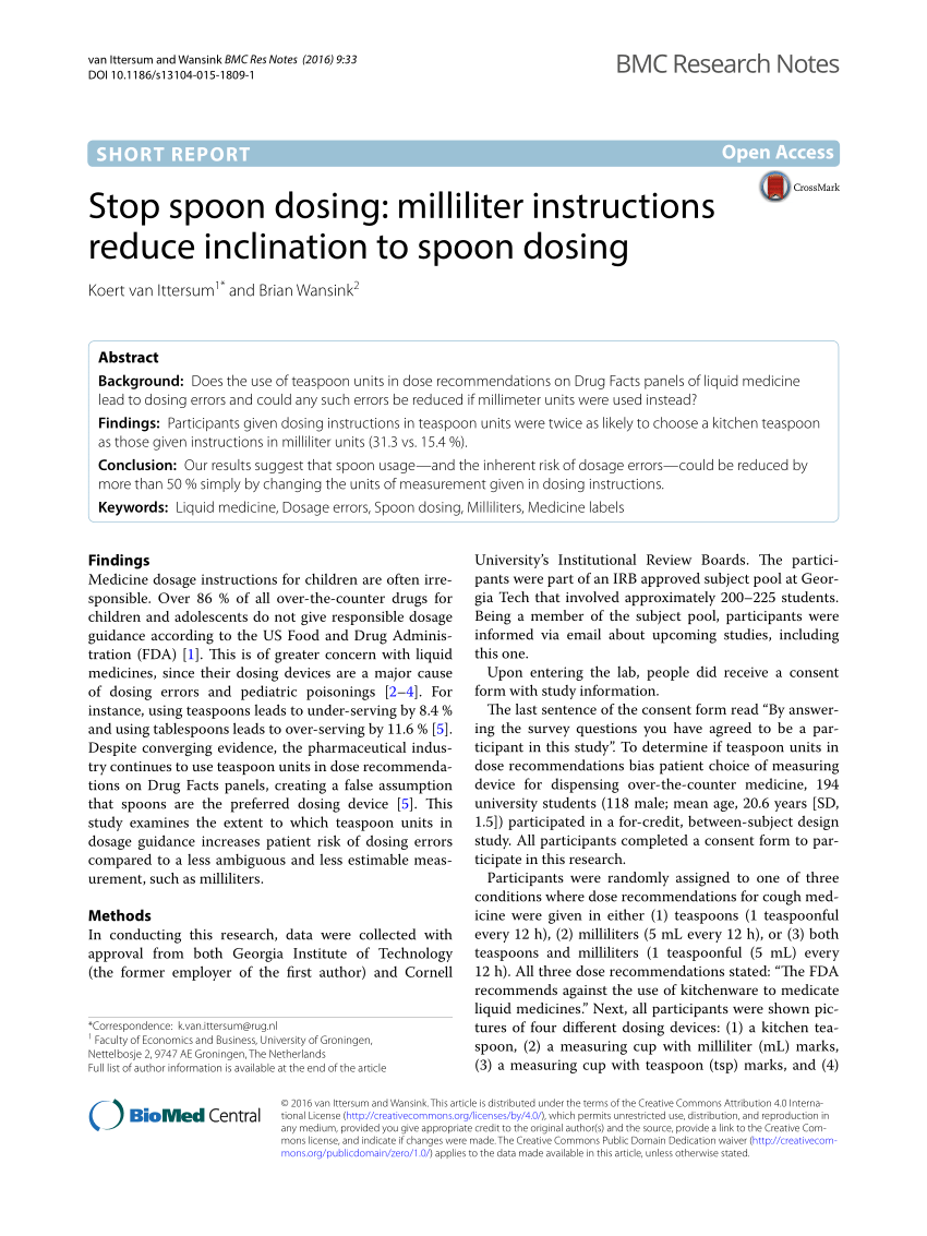 PDF) Stop spoon dosing: instructions reduce inclination spoon dosing