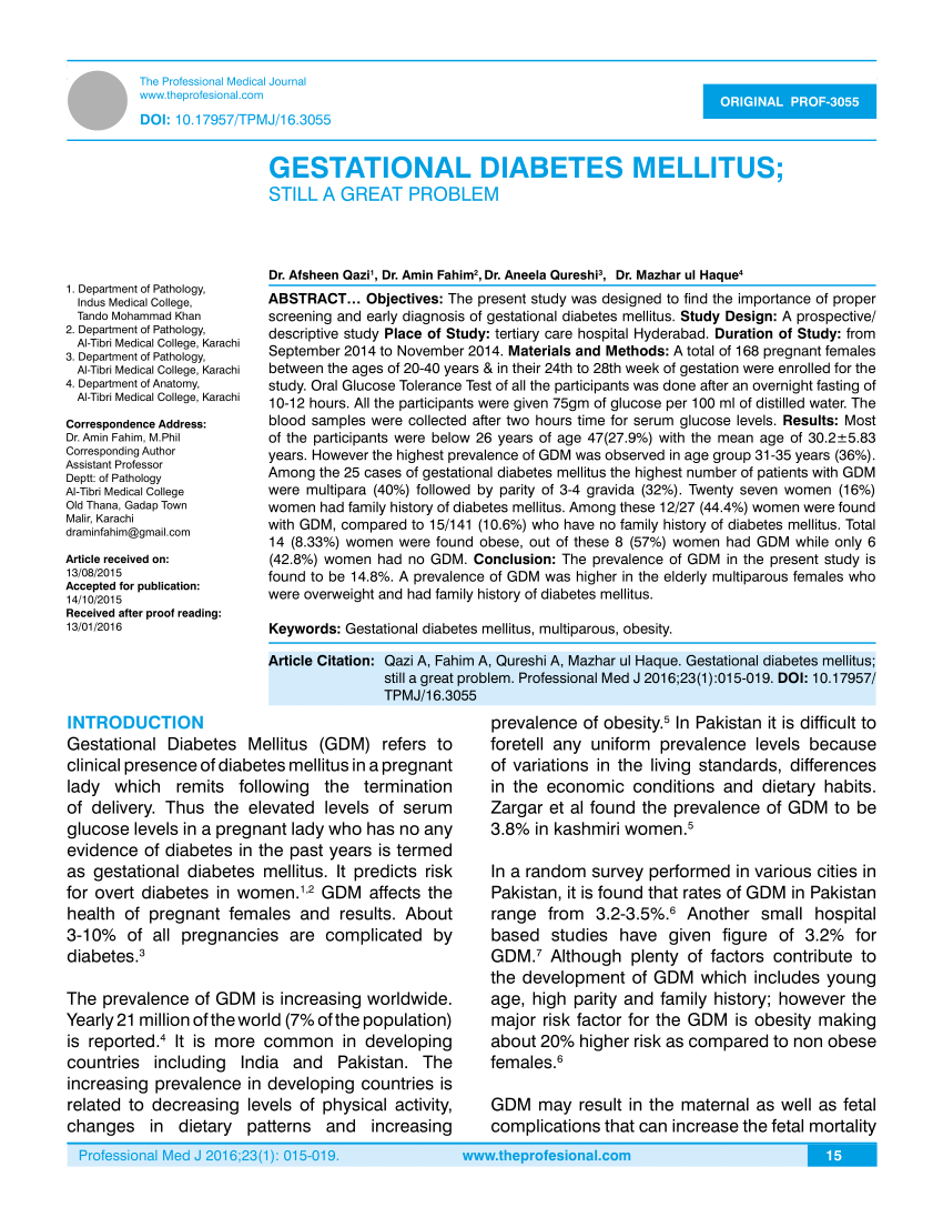 thesis topics in gestational diabetes mellitus