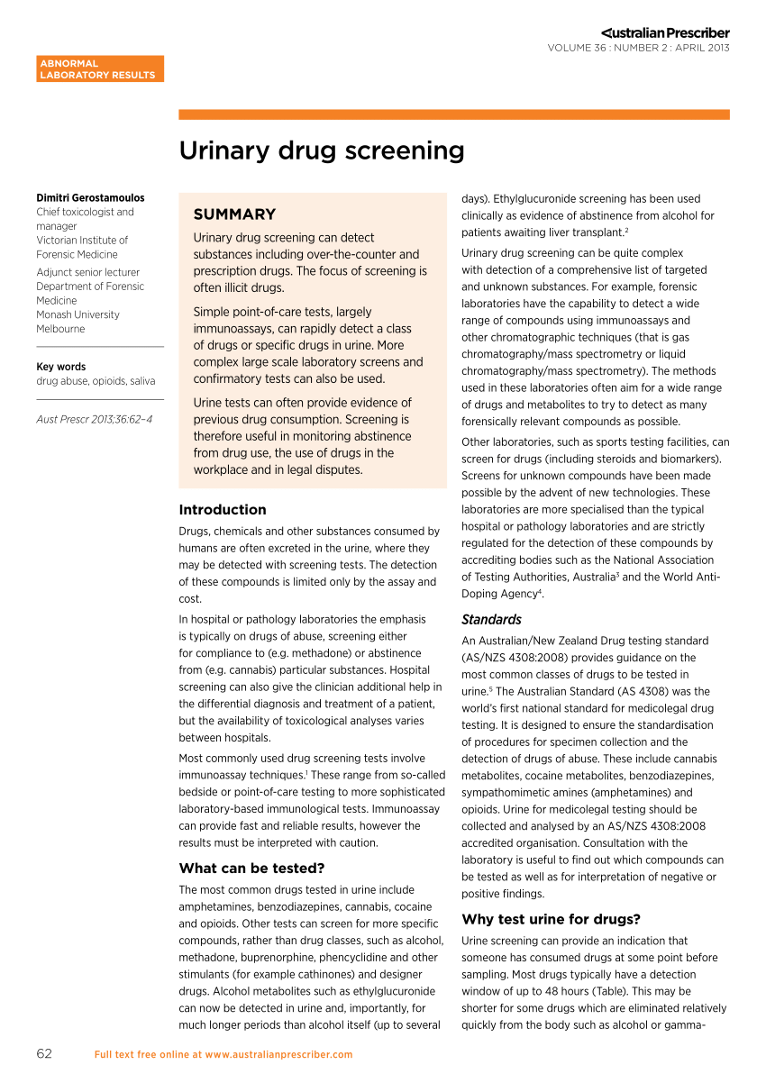 Pdf Abnormal Laboratory Results Urinary Drug Screening