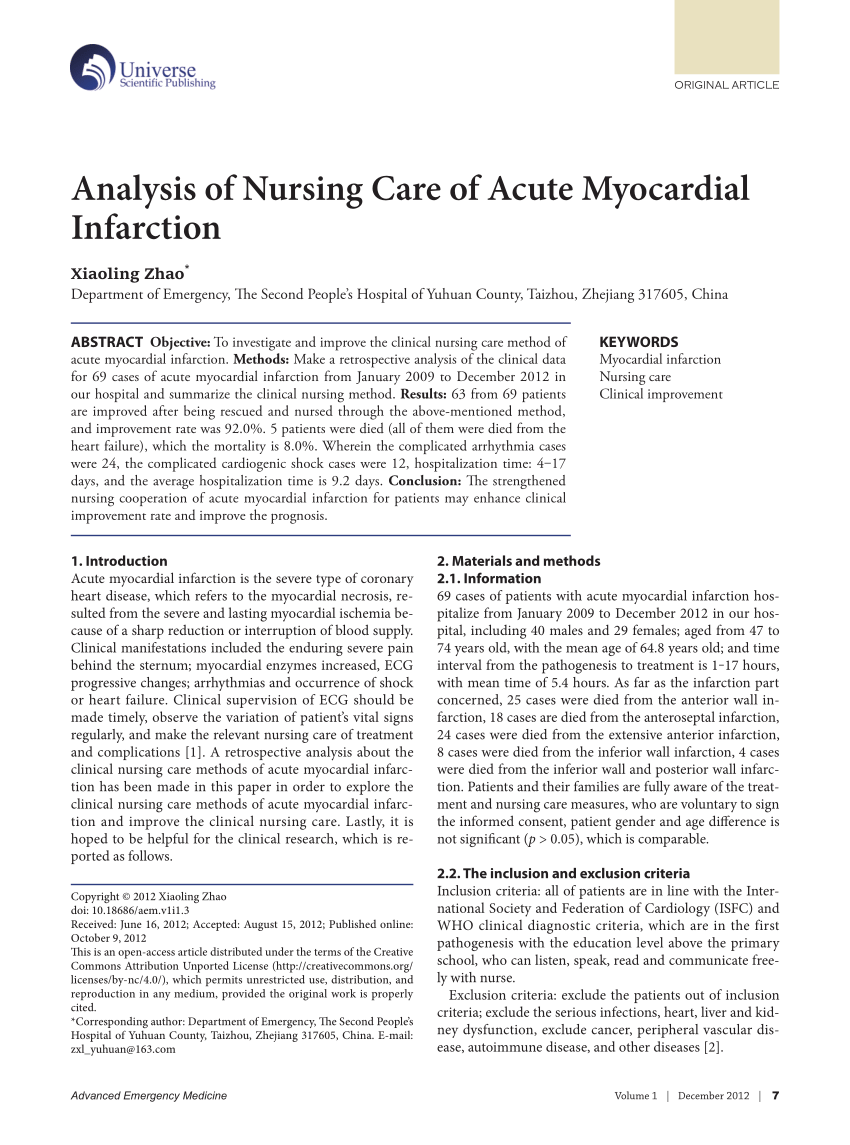 myocardial infarction case study nursing pdf