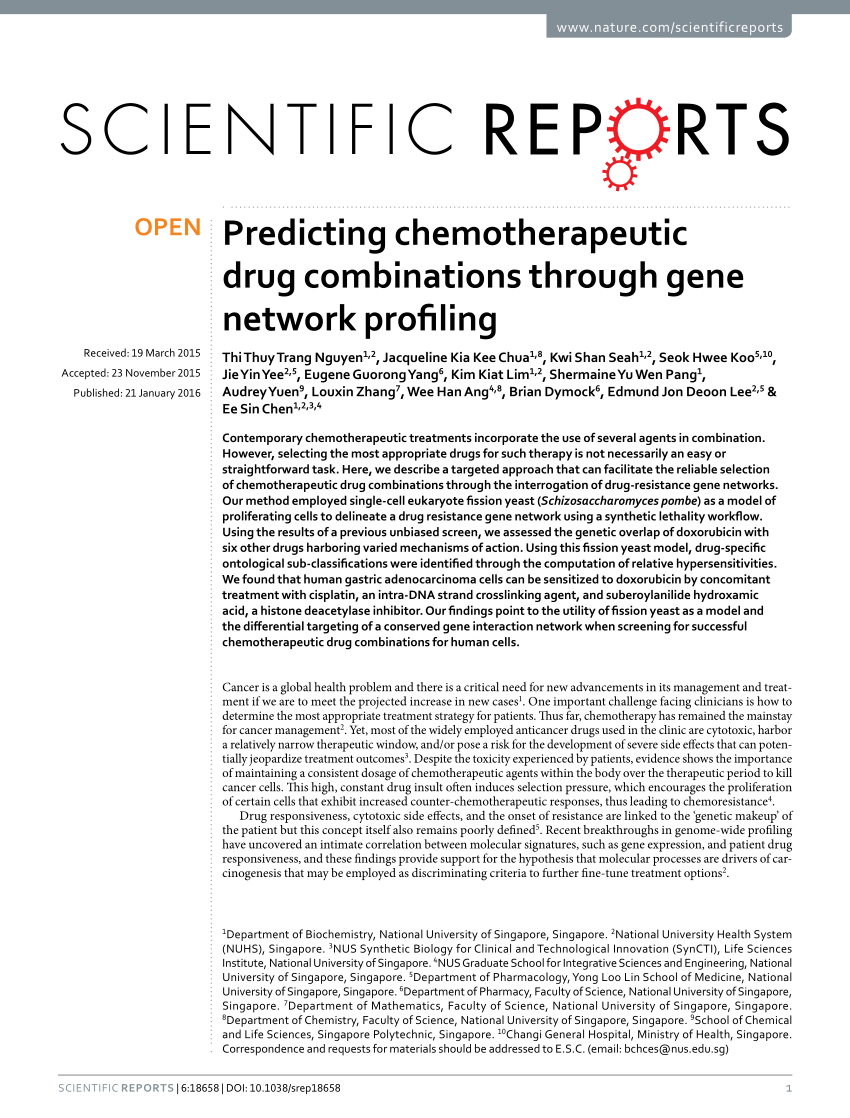 PDF) Predicting chemotherapeutic drug combinations through gene ...