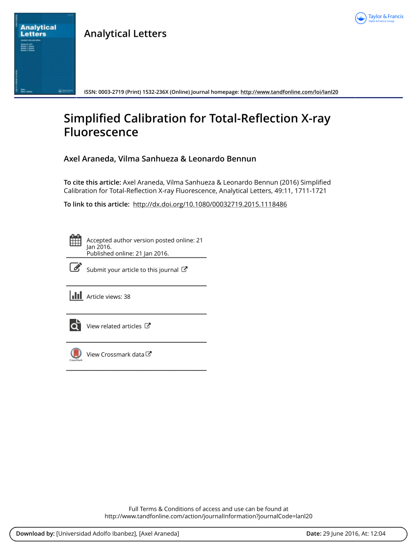 Pdf Simplified Calibration For Total Reflection X Ray Fluorescence