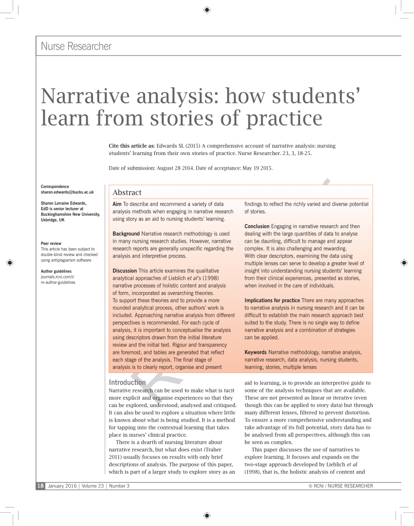 narrative analysis in qualitative research pdf