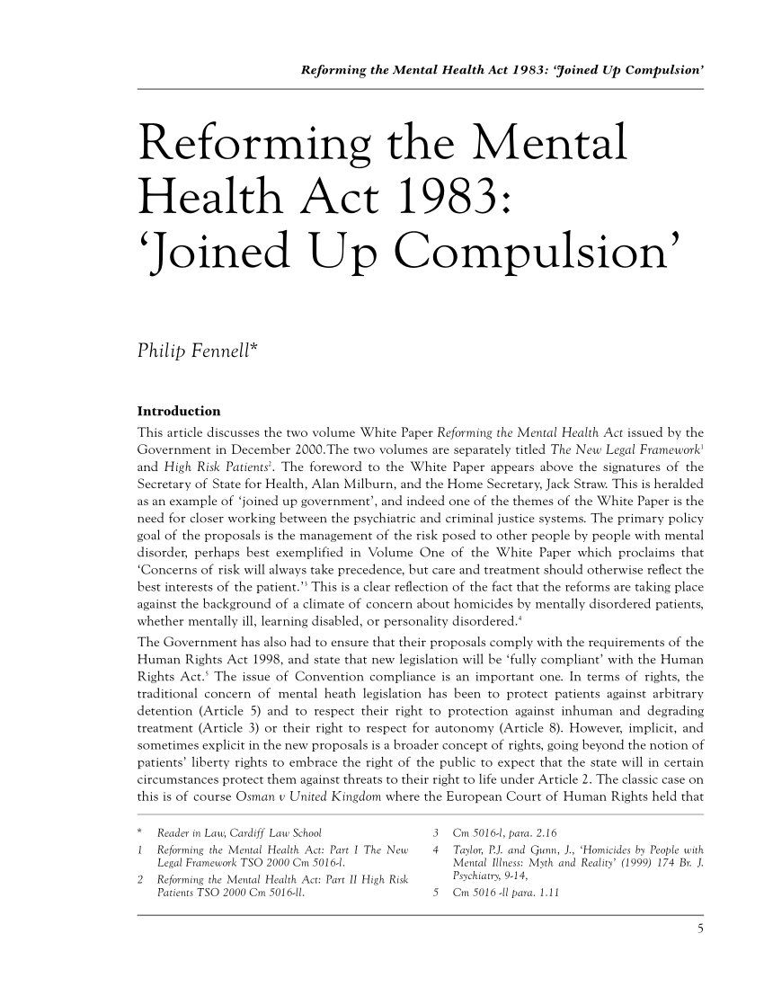 mental health act 1983 essay