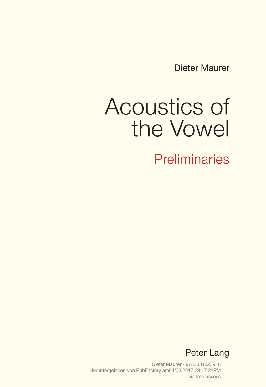 Pdf Acoustics Of The Vowel Preliminaries - 