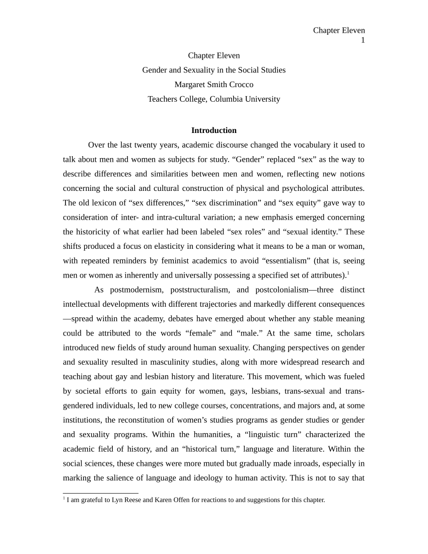gender studies research paper pdf