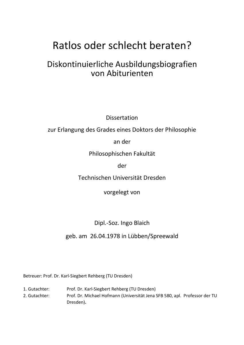 PDF Ratlos oder schlecht beraten Diskontinuierliche Ausbildungsbiografien von Abiturienten