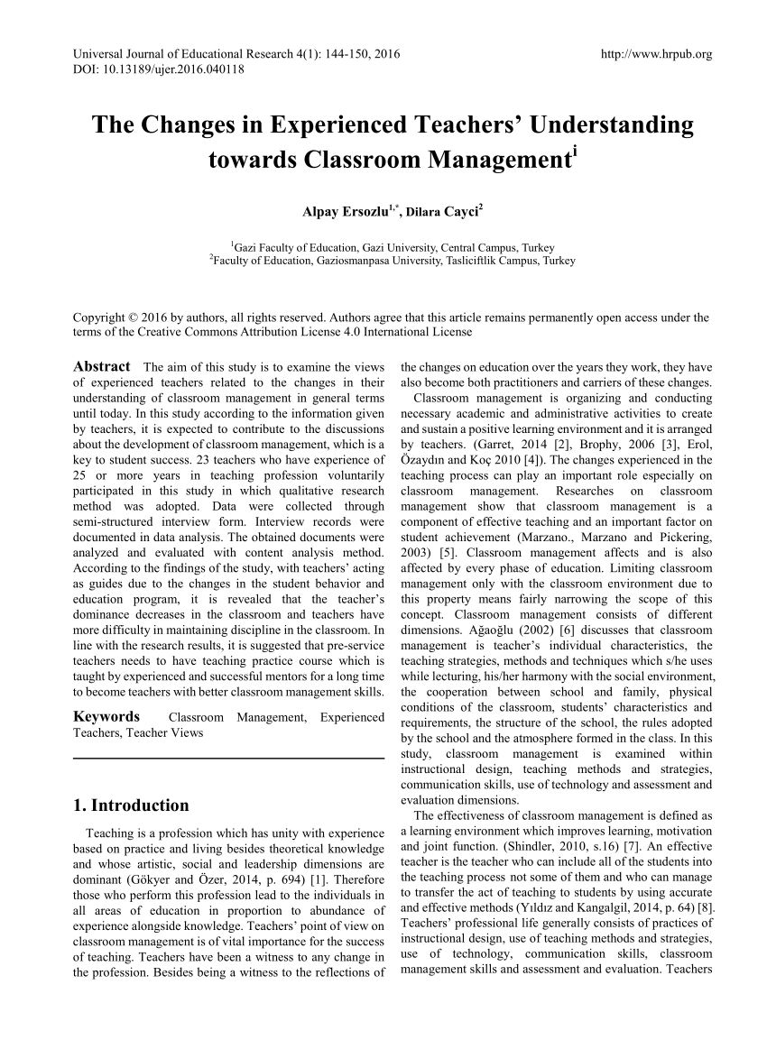research paper on classroom management pdf