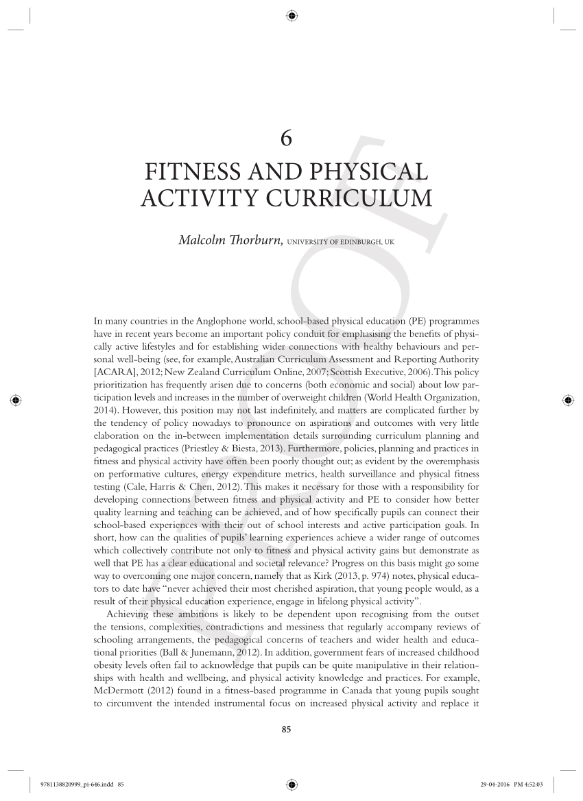 research title about physical education