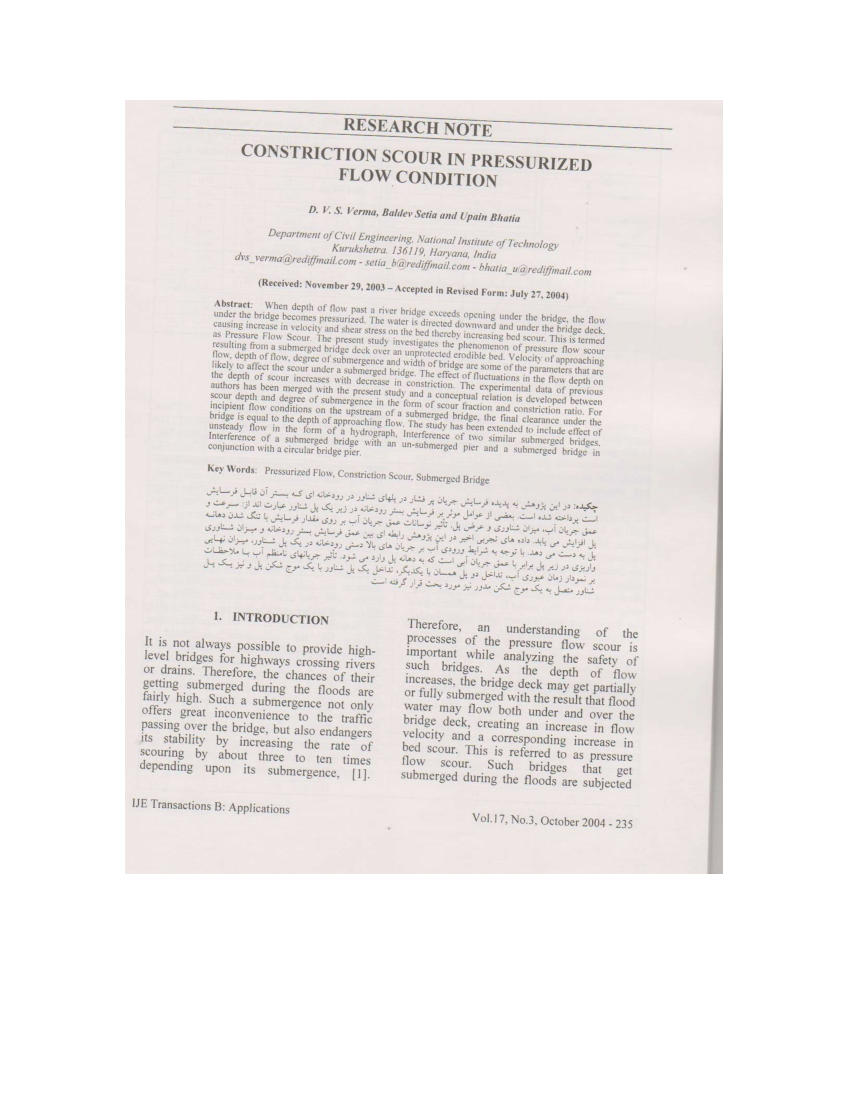 (PDF) Constriction scour in pressurized flow condition