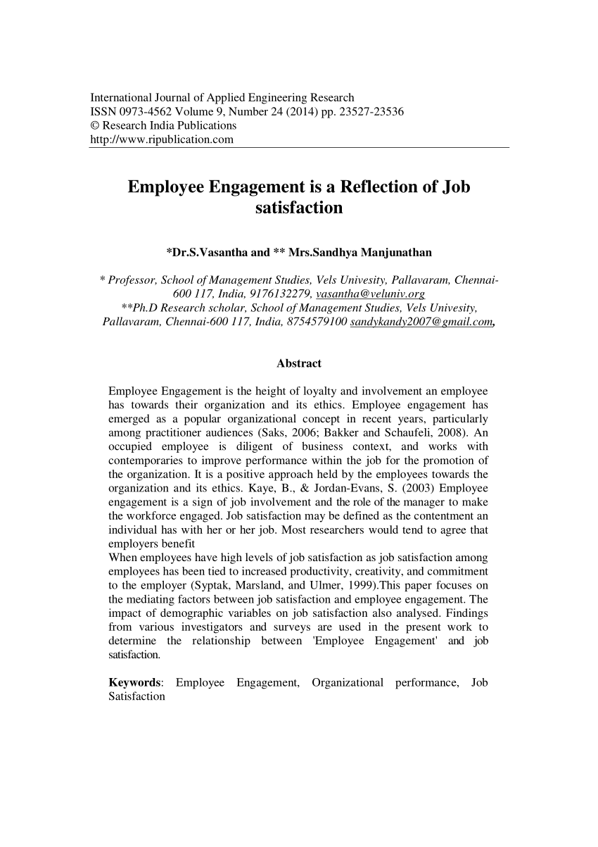 job satisfaction and employee engagement thesis