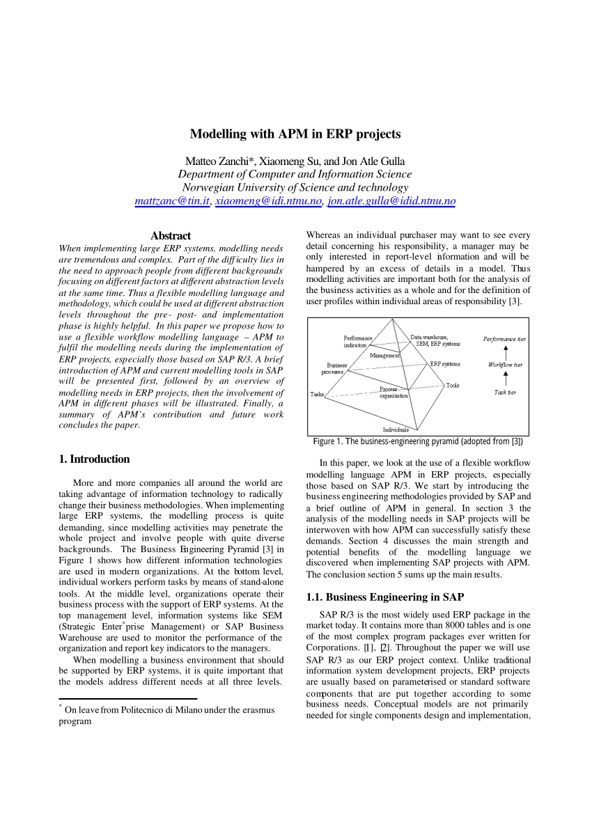 PDF Modelling with APM in ERP projects