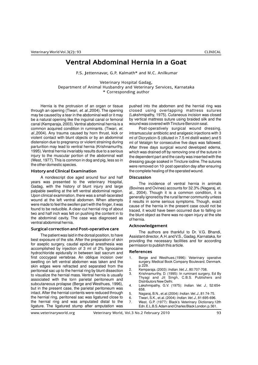 ventral hernia in animal