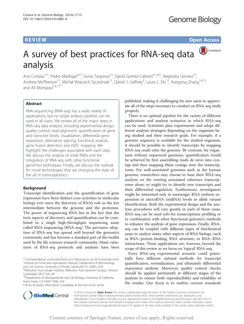 (PDF) A Survey of Best Practices for RNA-seq Data Analysis