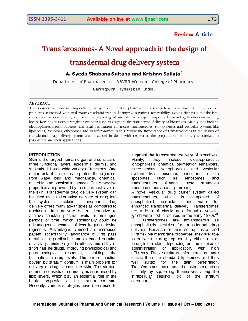 transdermal drug delivery research paper