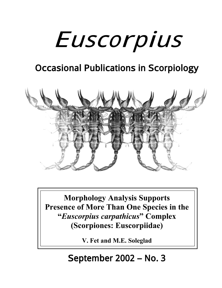 pdf morphology analysis supports presence of more than one species in the euscorpius carpathicus complex scorpiones euscorpiidae